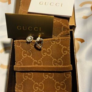 Gucci Bamboo Heart & flower Stud Earrings